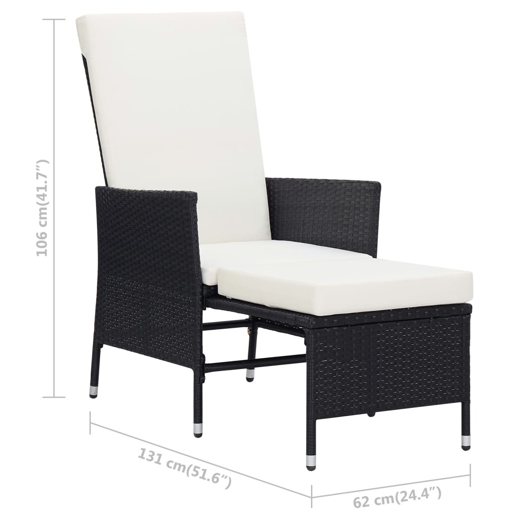 loungesæt til haven 2 dele med hynder polyrattan sort