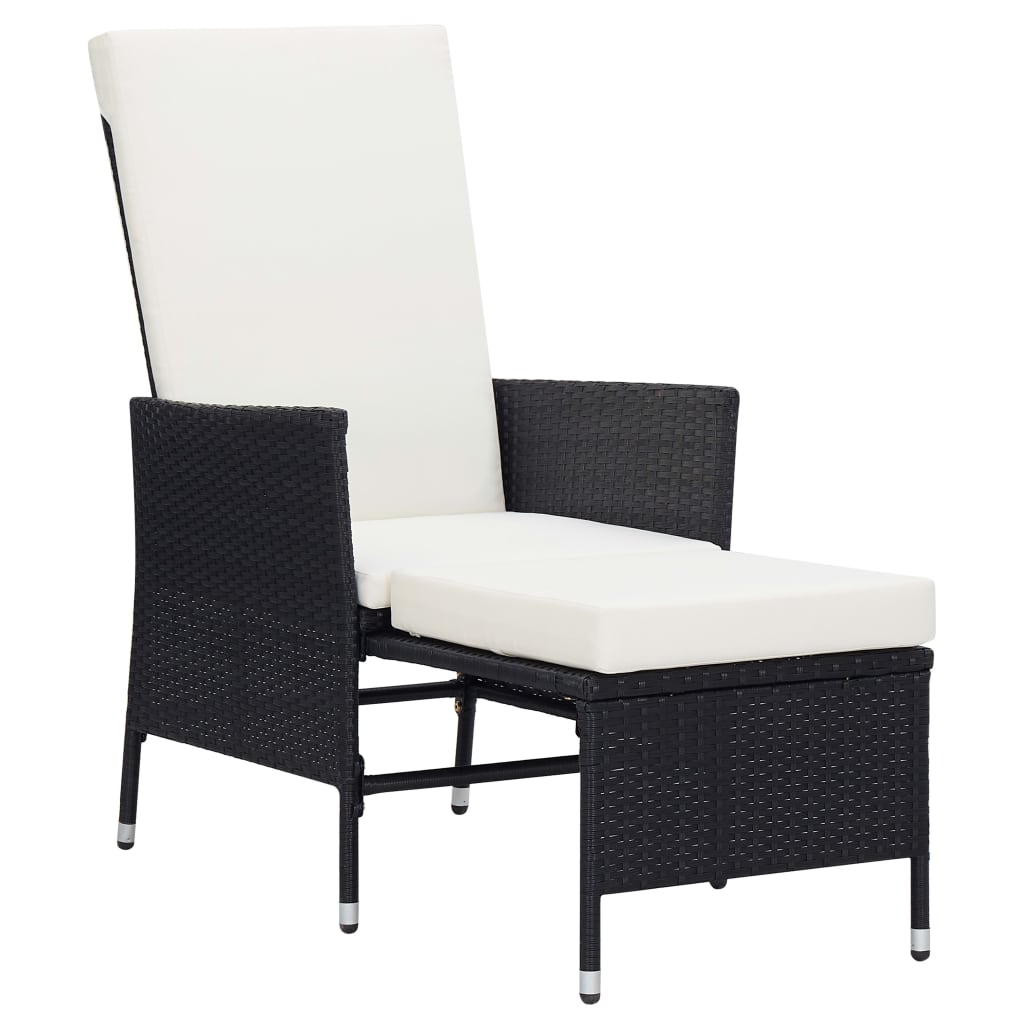 loungesæt til haven 2 dele med hynder polyrattan sort