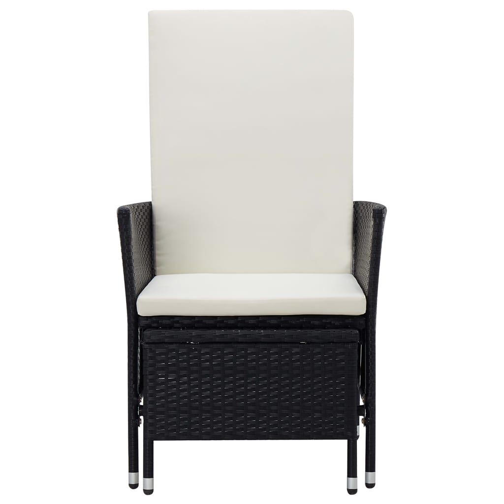 loungesæt til haven 2 dele med hynder polyrattan sort