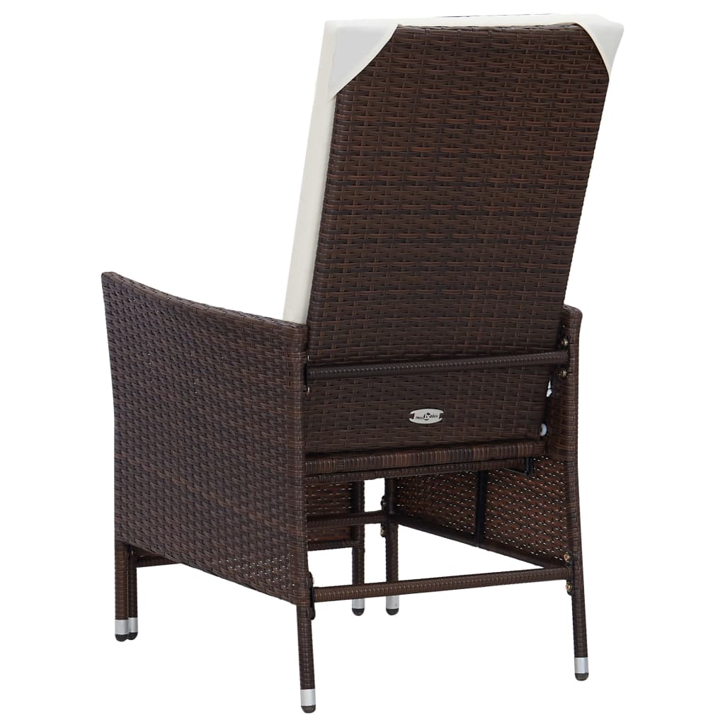 loungesæt til haven 2 dele med hynder polyrattan brun