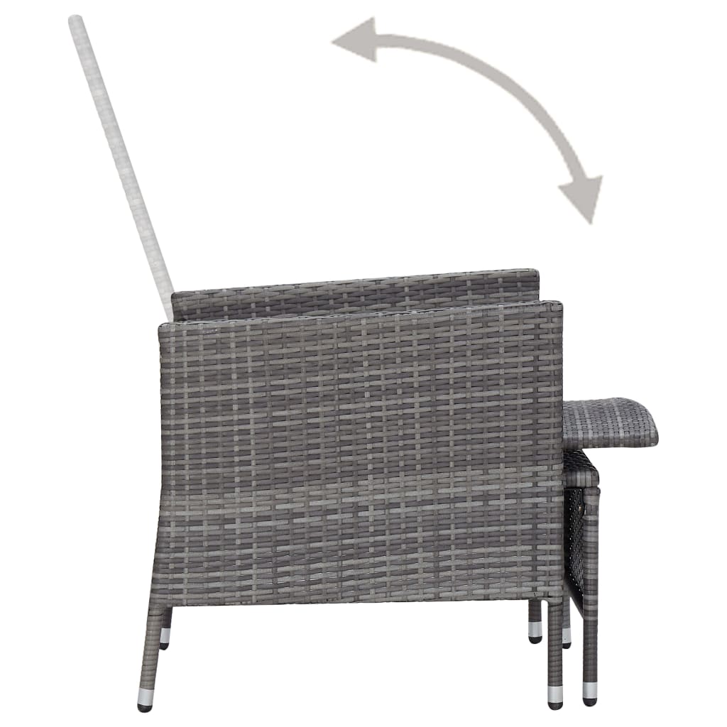 loungesæt til haven 2 dele med hynder polyrattan grå