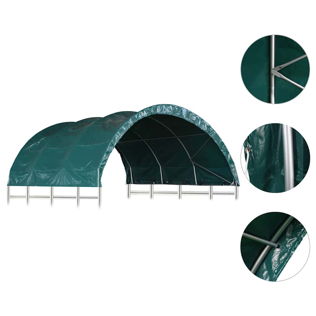 læskur til husdyr 3,7x3,7 m PVC grøn