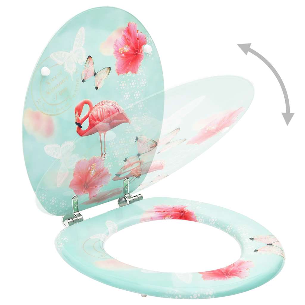 toiletsæder med låg 2 stk. MDF flamingodesign