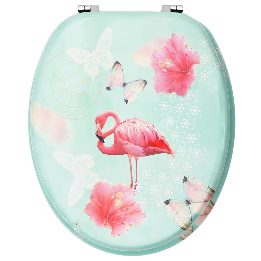 toiletsæder med låg 2 stk. MDF flamingodesign