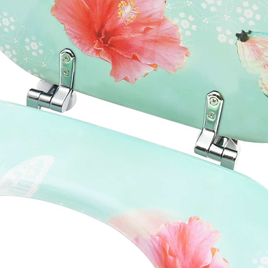 toiletsæder med låg 2 stk. MDF flamingodesign