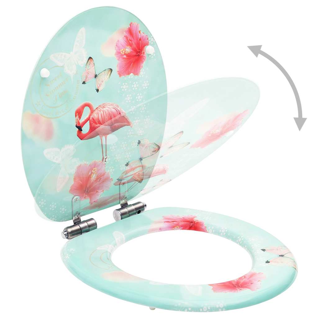 toiletsæder med soft close-låg 2 stk. MDF flamingodesign