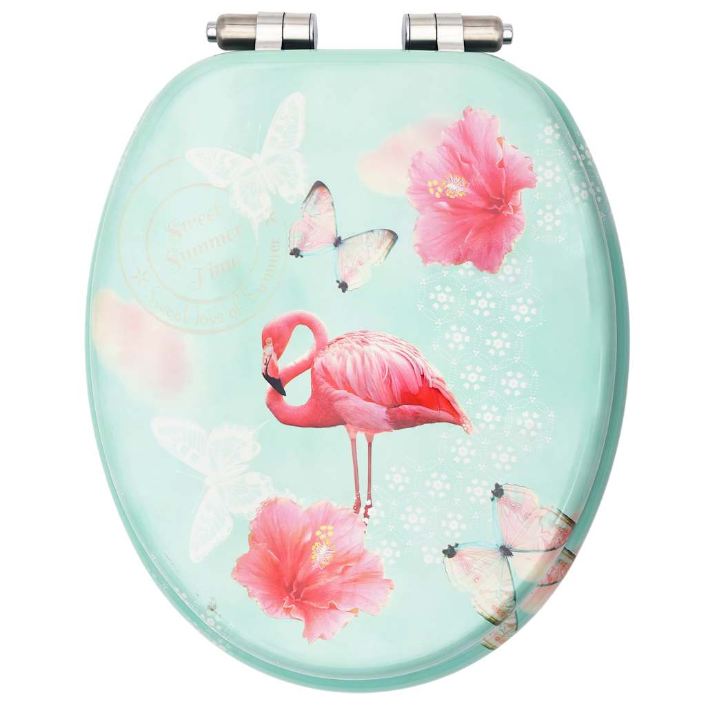 toiletsæder med soft close-låg 2 stk. MDF flamingodesign