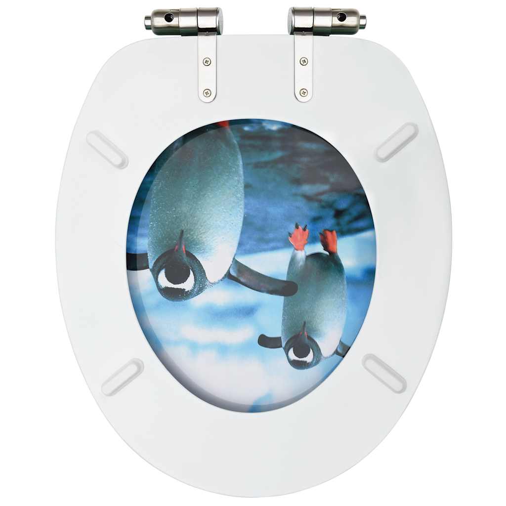 toiletsæder med soft close-låg 2 stk. MDF pingvindesign