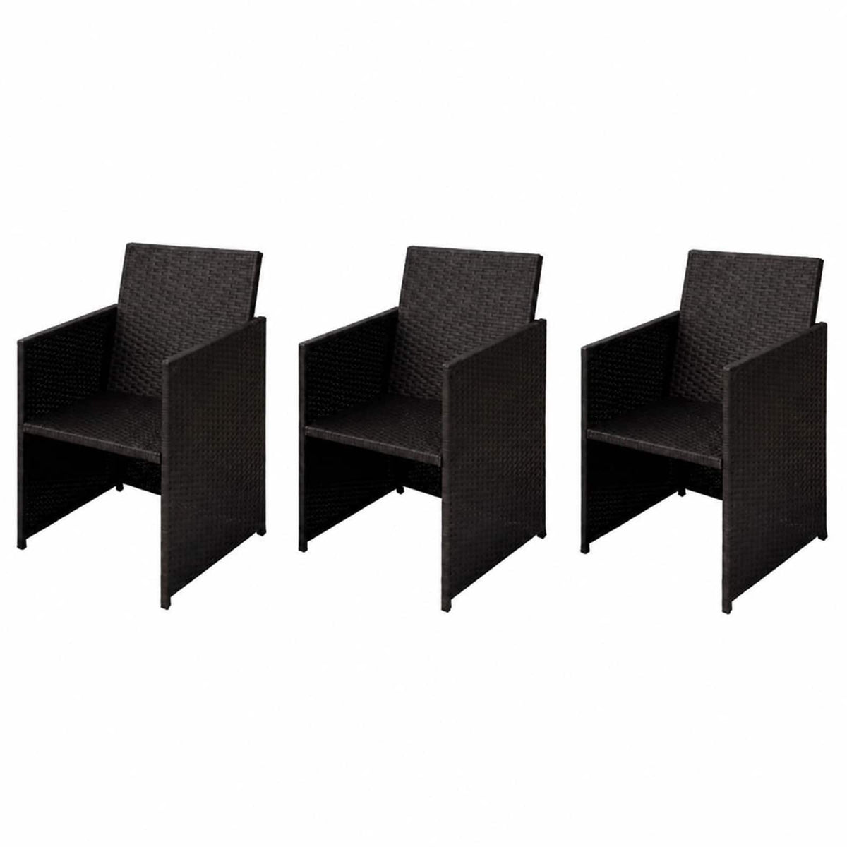 Havestole 3 stk. Brun Poly rattan