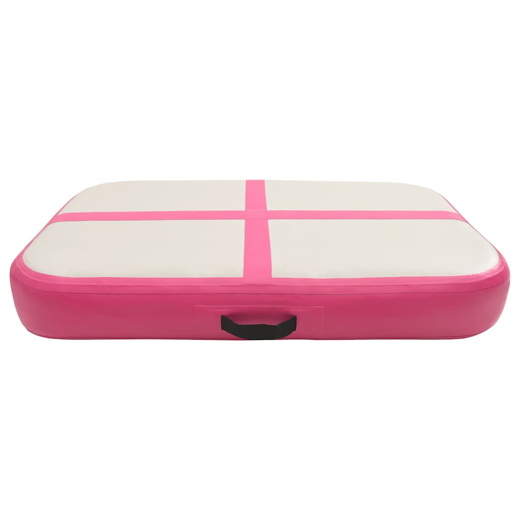 oppustelig gymnastikmåtte med pumpe 60x100x10 cm PVC lyserød
