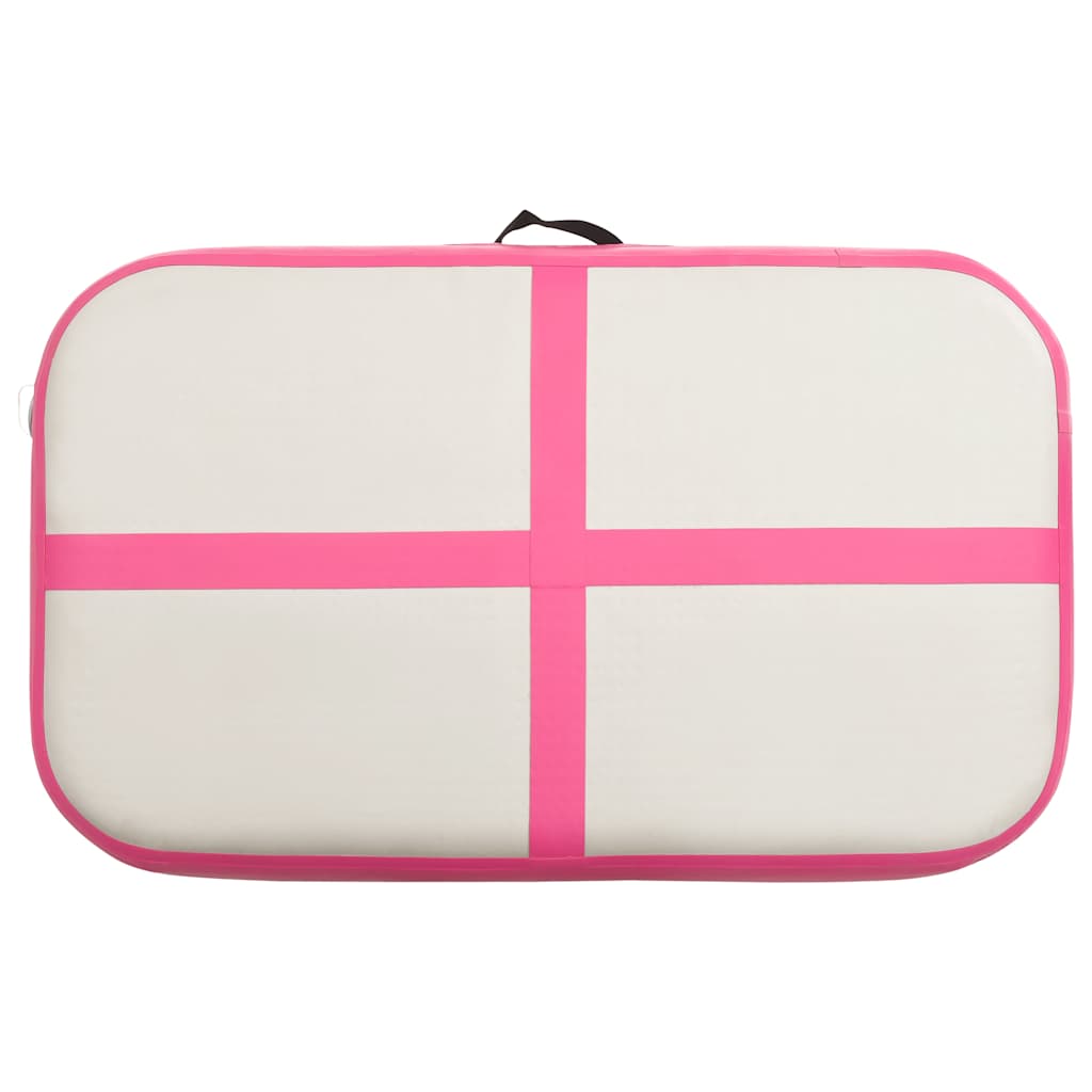 oppustelig gymnastikmåtte med pumpe 60x100x10 cm PVC lyserød