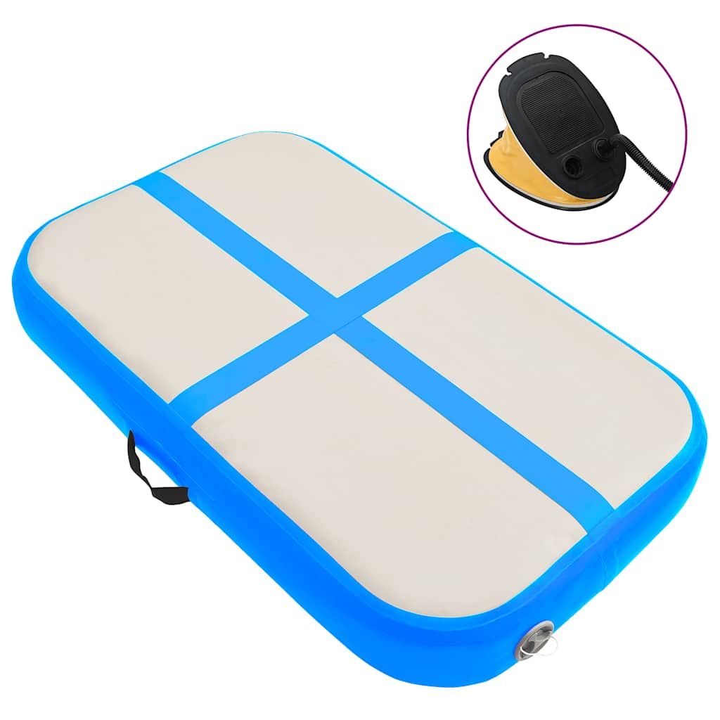 oppustelig gymnastikmåtte med pumpe 60x100x10 cm PVC blå