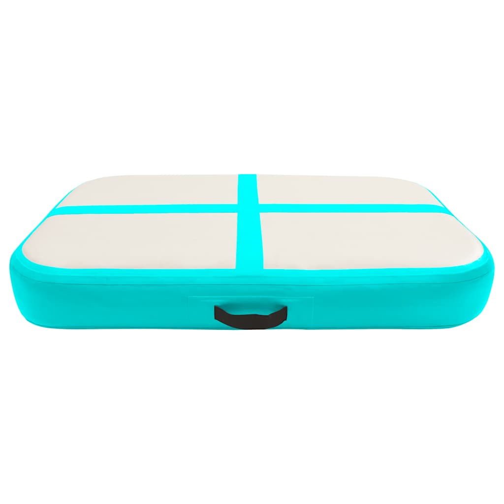 oppustelig gymnastikmåtte med pumpe 60x100x10 cm PVC grøn