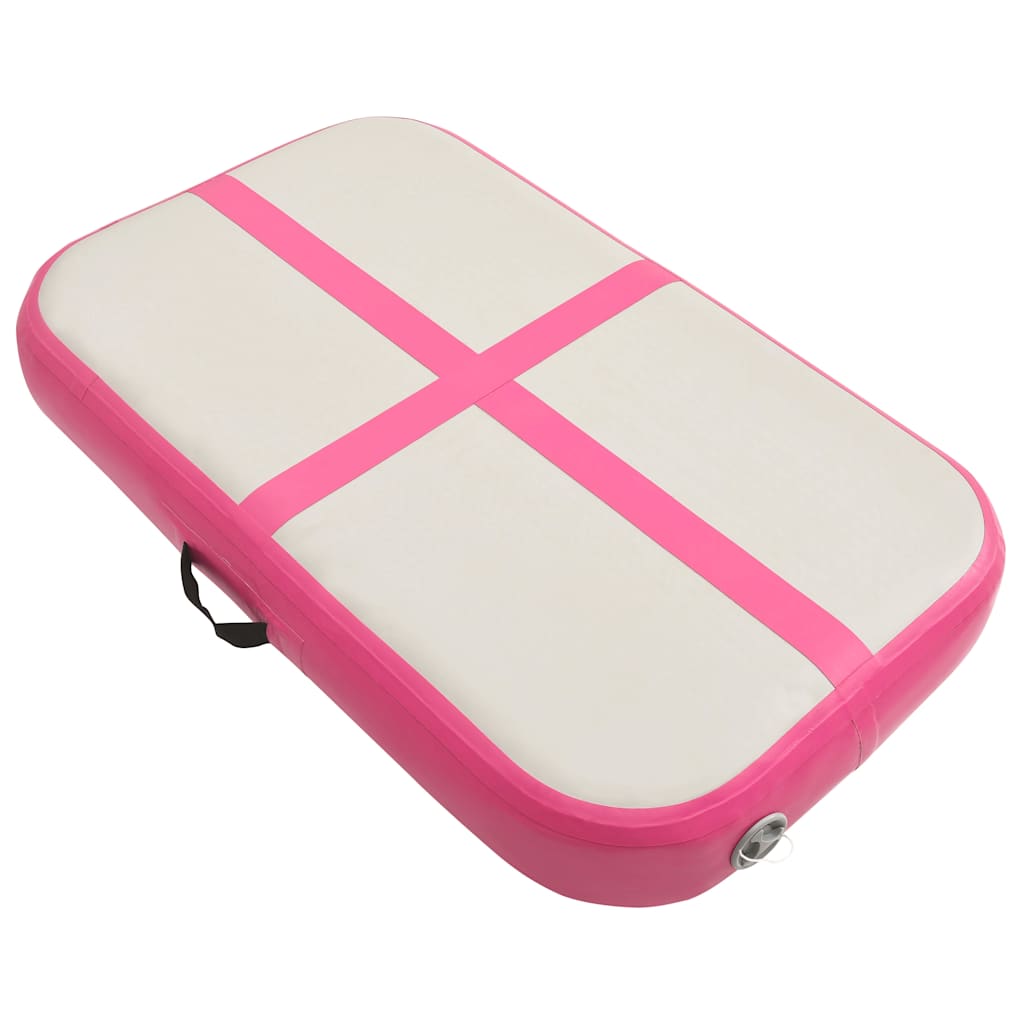 oppustelig gymnastikmåtte med pumpe 60x100x15 cm PVC lyserød