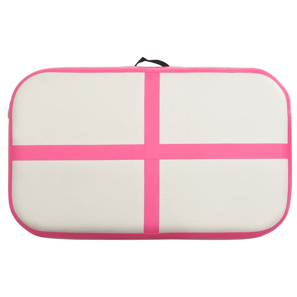 oppustelig gymnastikmåtte med pumpe 60x100x15 cm PVC lyserød