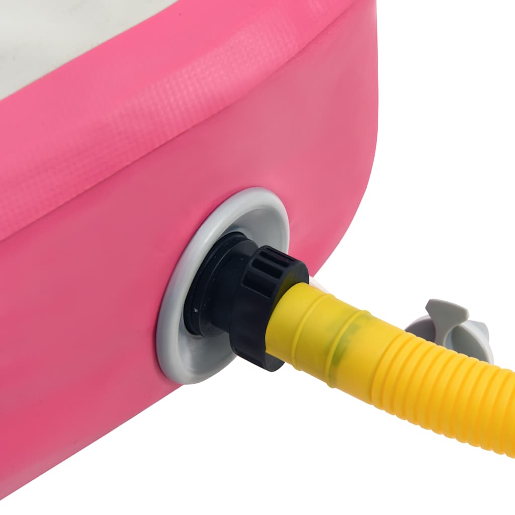 oppustelig gymnastikmåtte med pumpe 60x100x15 cm PVC lyserød