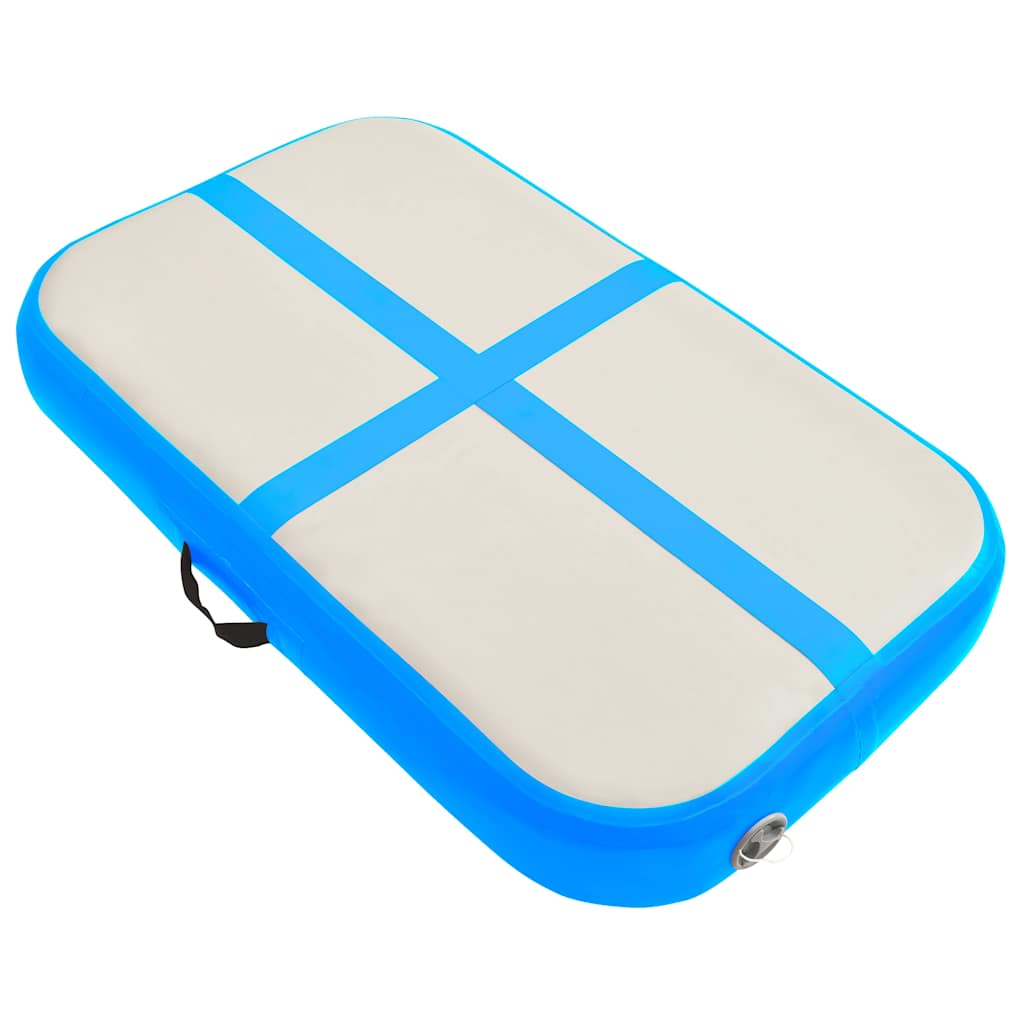 oppustelig gymnastikmåtte med pumpe 60x100x15 cm PVC blå