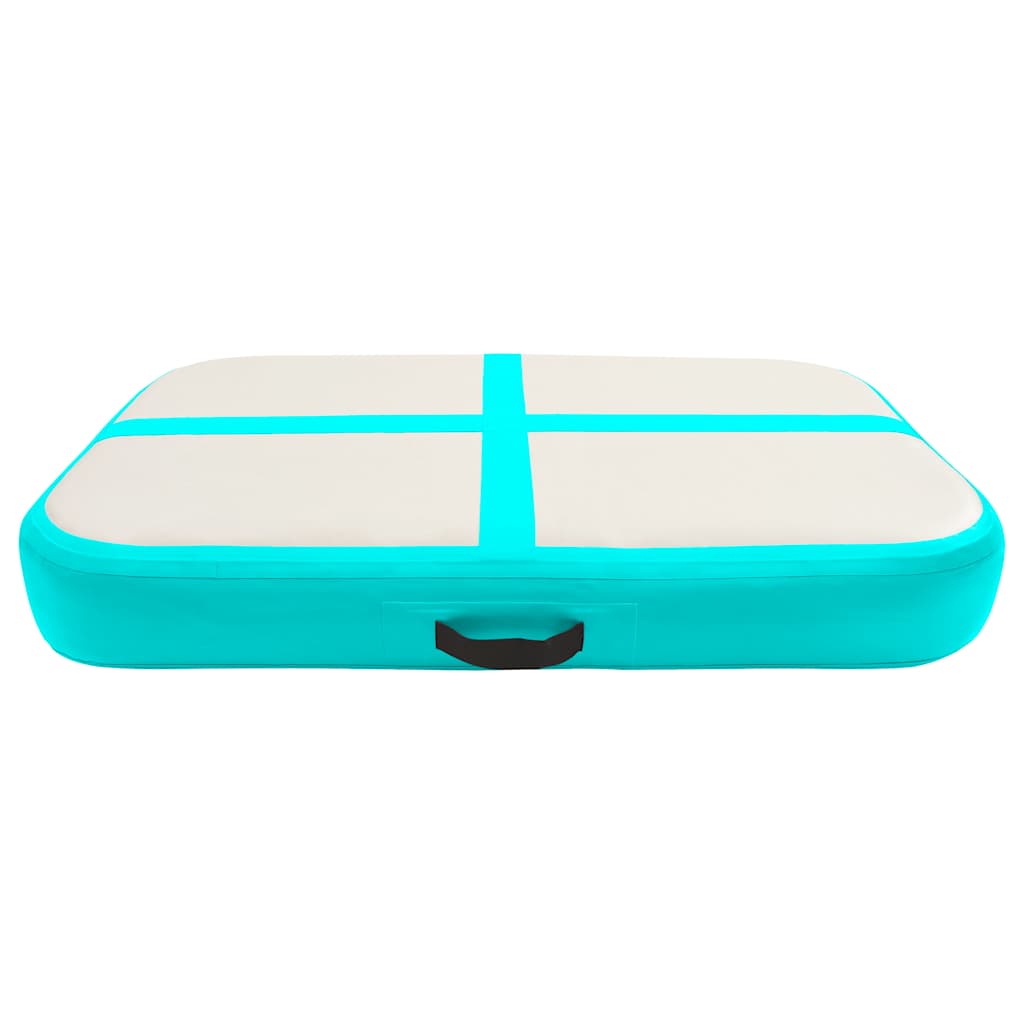 oppustelig gymnastikmåtte med pumpe 60x100x15 cm PVC grøn