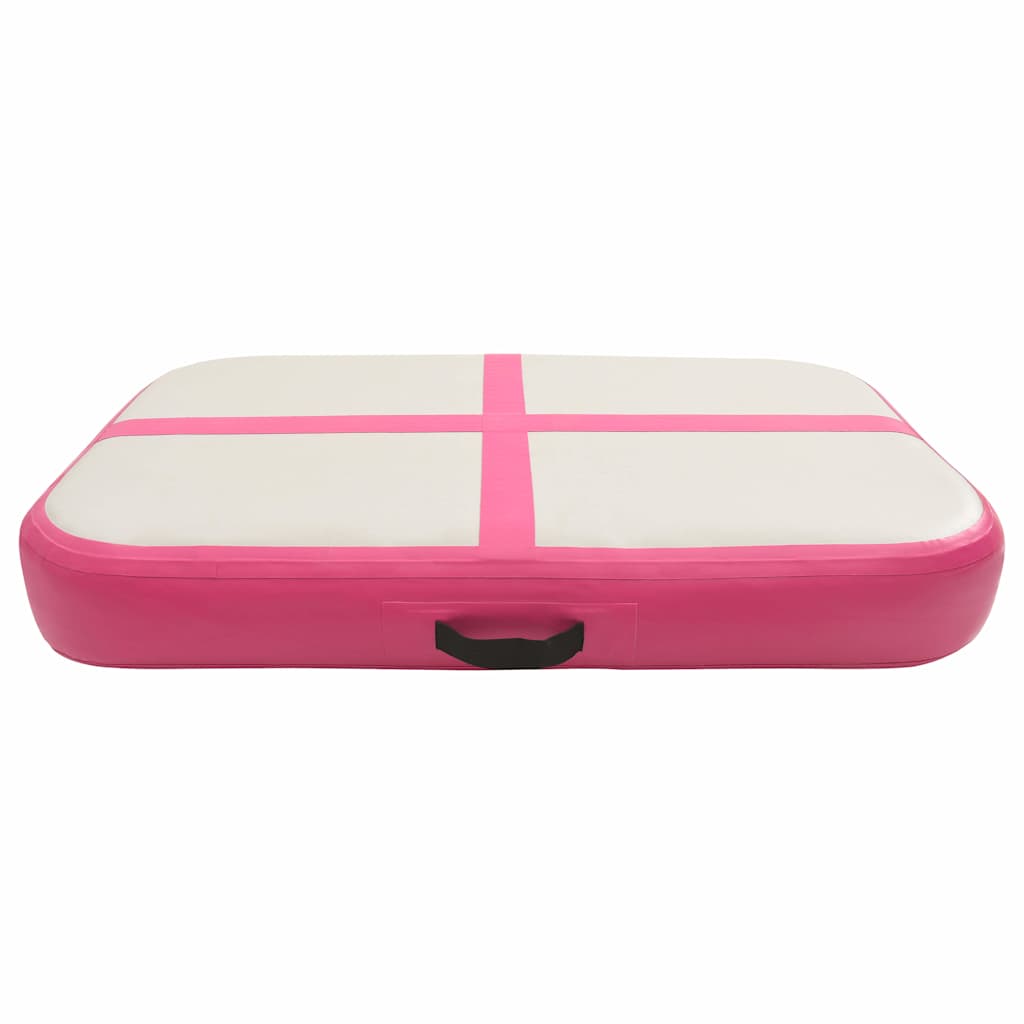 oppustelig gymnastikmåtte med pumpe 60x100x20 cm PVC lyserød