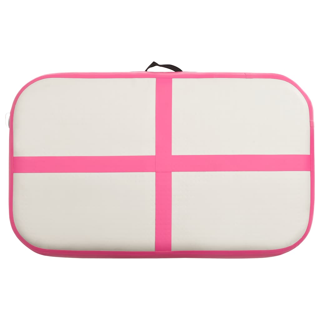 oppustelig gymnastikmåtte med pumpe 60x100x20 cm PVC lyserød