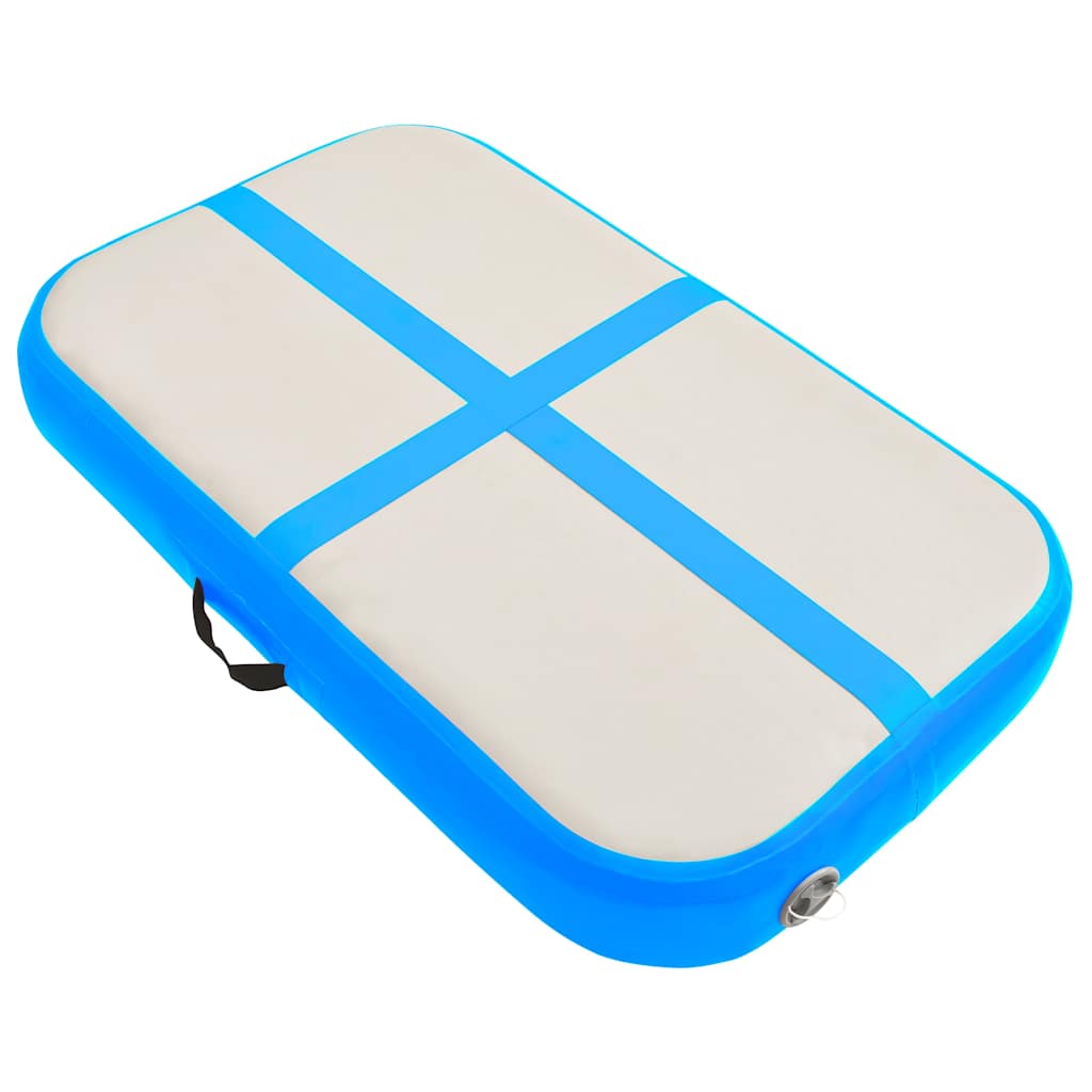 oppustelig gymnastikmåtte med pumpe 60x100x20 cm PVC blå