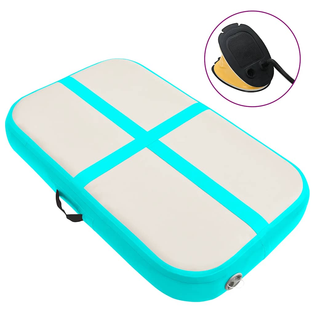 oppustelig gymnastikmåtte med pumpe 60x100x20 cm PVC grøn