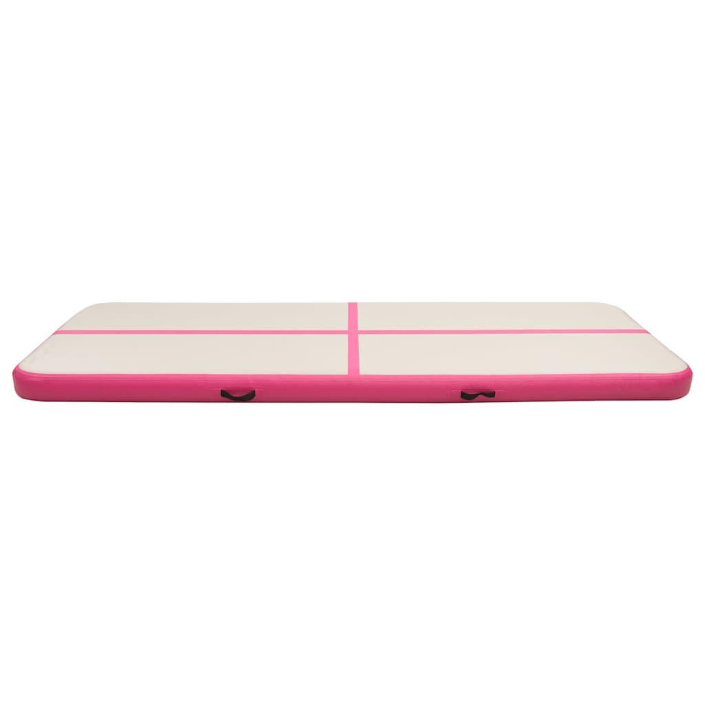 oppustelig gymnastikmåtte m. pumpe 300x100x15 cm PVC pink