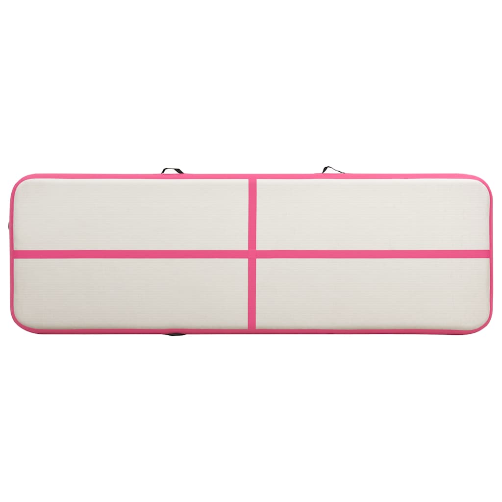 oppustelig gymnastikmåtte m. pumpe 300x100x15 cm PVC pink
