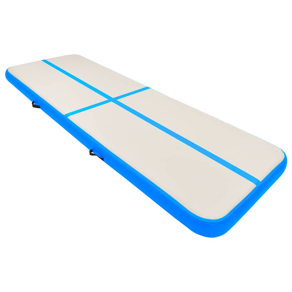 oppustelig gymnastikmåtte m. pumpe 300x100x15 cm PVC blå