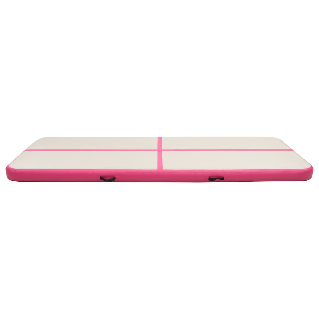oppustelig gymnastikmåtte m. pumpe 400x100x15 cm PVC lyserød