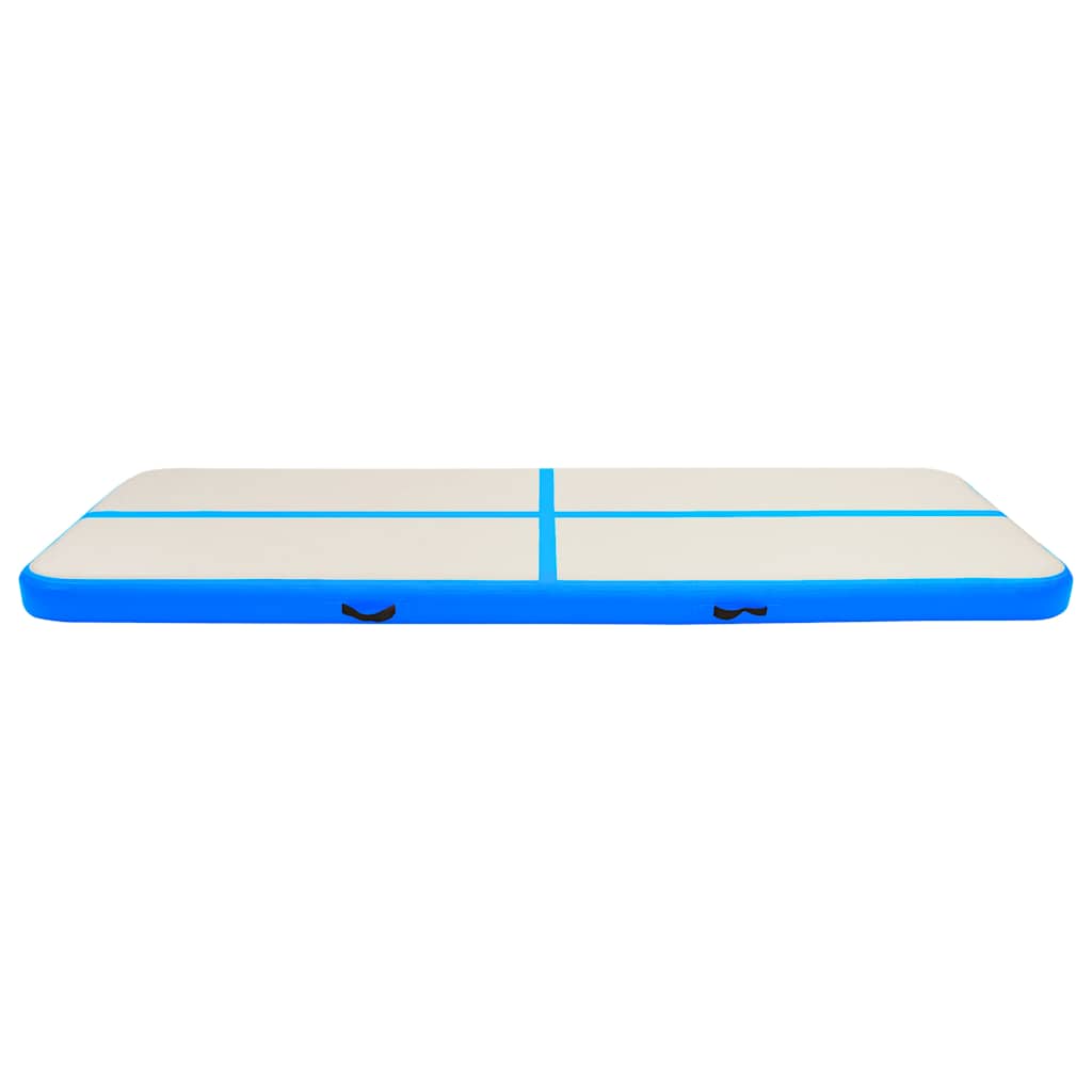 oppustelig gymnastikmåtte m. pumpe 400x100x15 cm PVC blå