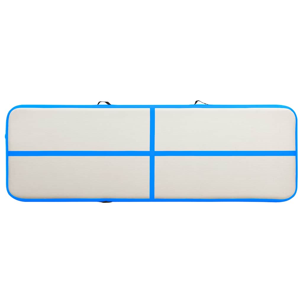 oppustelig gymnastikmåtte m. pumpe 400x100x15 cm PVC blå