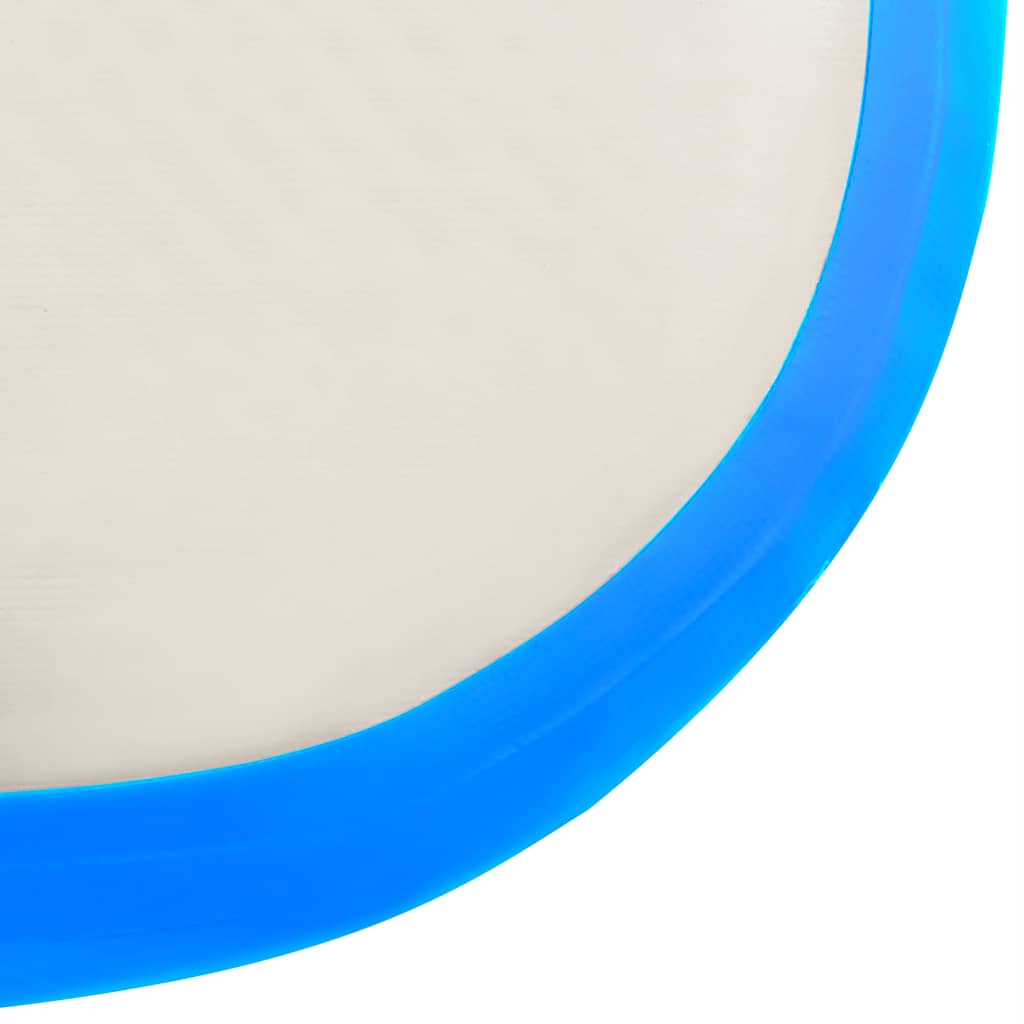 oppustelig gymnastikmåtte m. pumpe 400x100x15 cm PVC blå