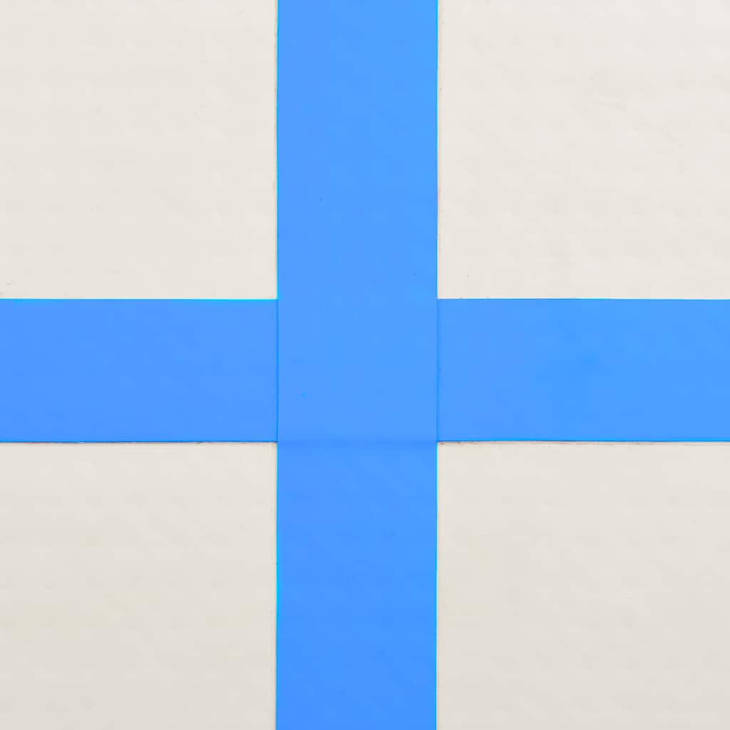 oppustelig gymnastikmåtte m. pumpe 400x100x15 cm PVC blå