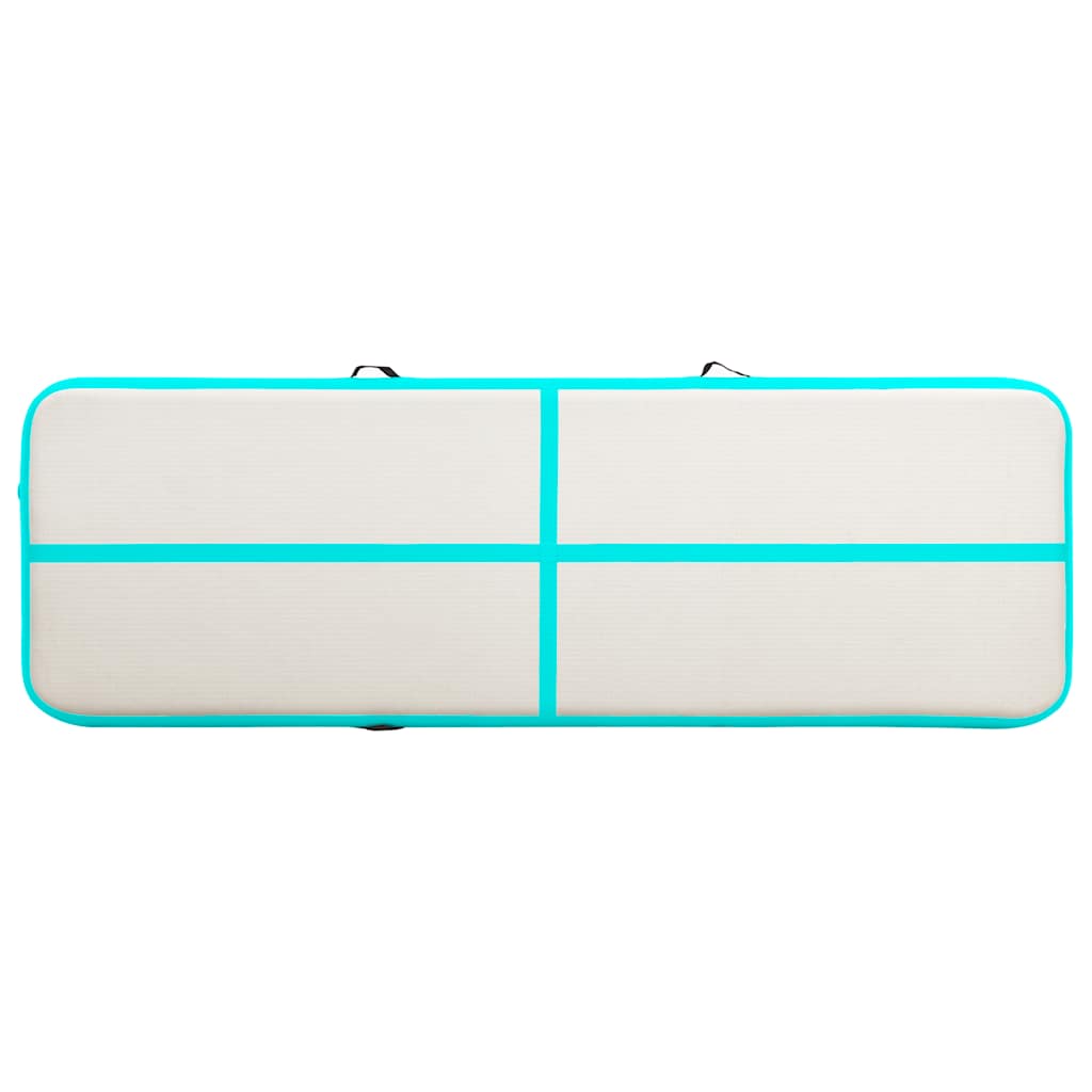 oppustelig gymnastikmåtte m. pumpe 400x100x15 cm PVC grøn