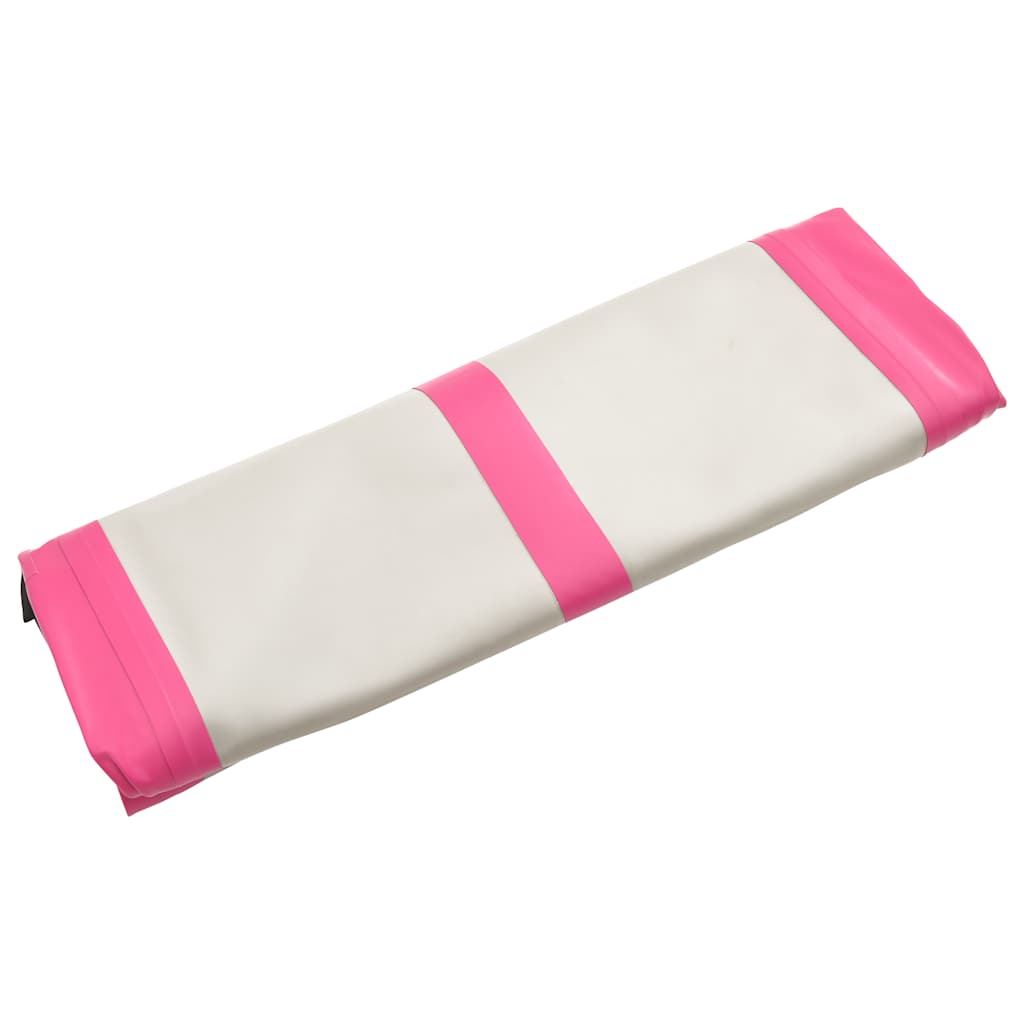 oppustelig gymnastikmåtte m. pumpe 500x100x15 cm PVC lyserød