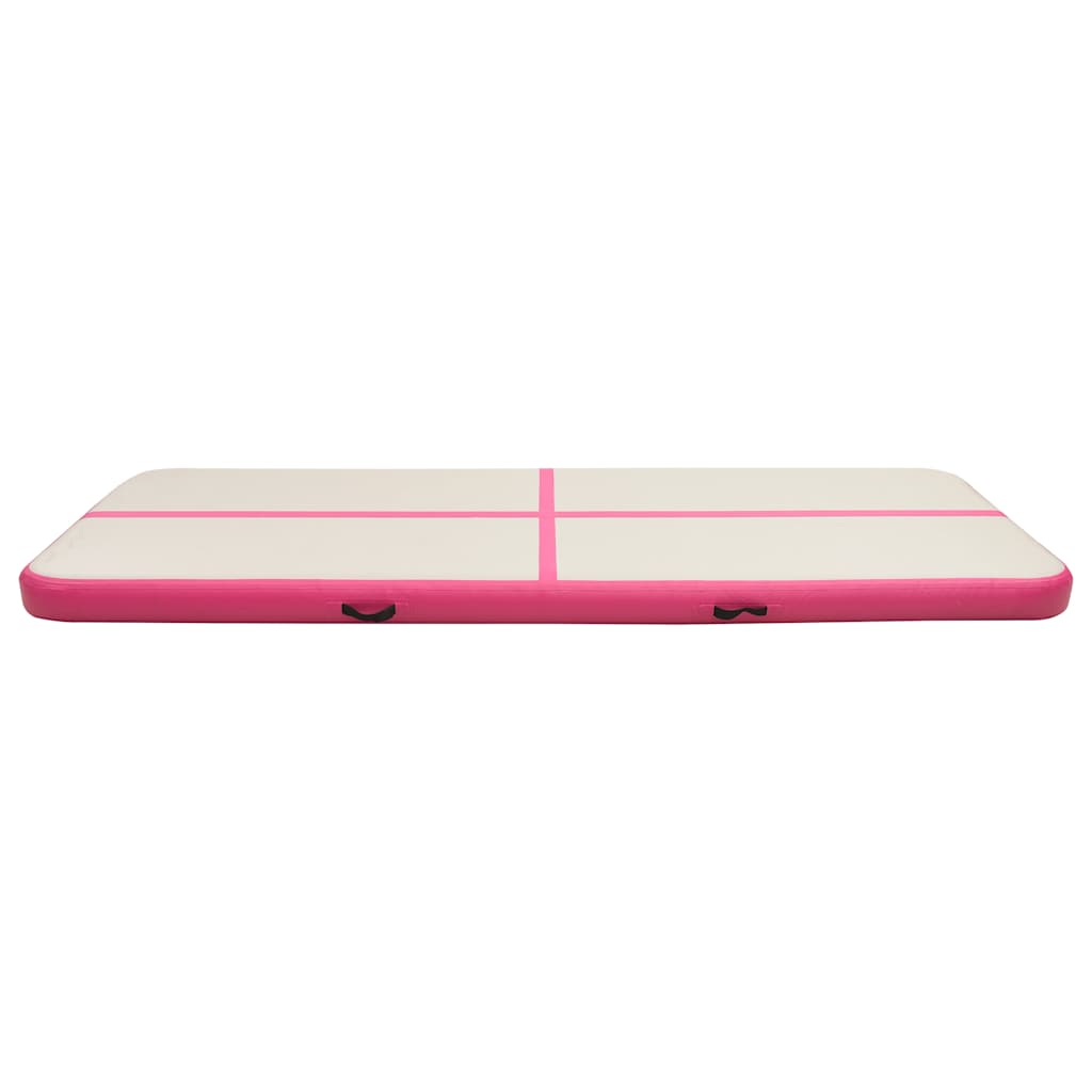 oppustelig gymnastikmåtte m. pumpe 500x100x15 cm PVC lyserød