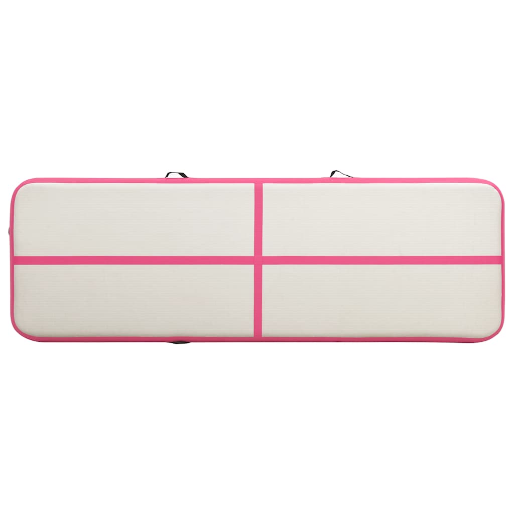 oppustelig gymnastikmåtte m. pumpe 500x100x15 cm PVC lyserød