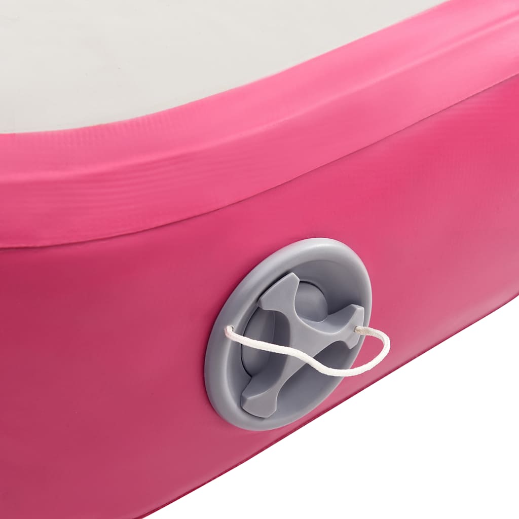 oppustelig gymnastikmåtte m. pumpe 500x100x15 cm PVC lyserød