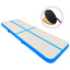oppustelig gymnastikmåtte m. pumpe 500x100x15 cm PVC blå