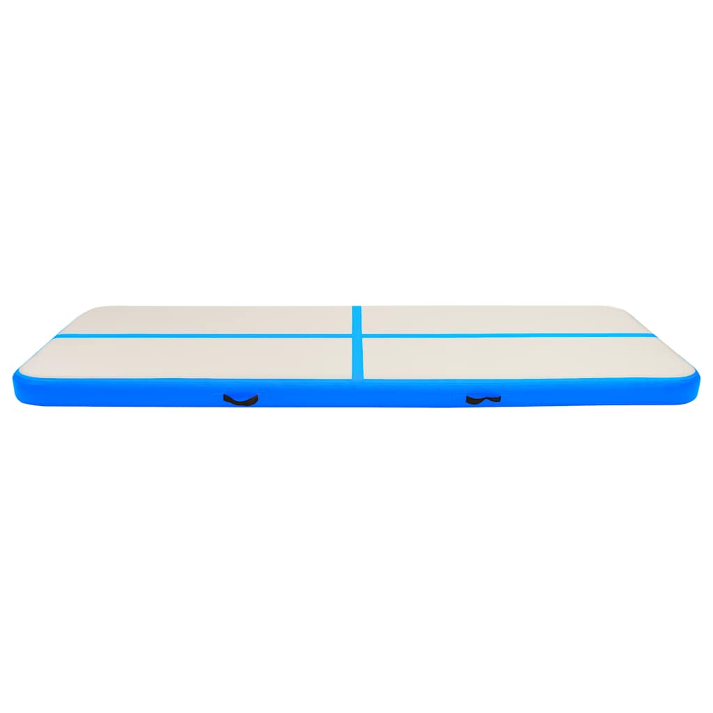oppustelig gymnastikmåtte m. pumpe 500x100x15 cm PVC blå