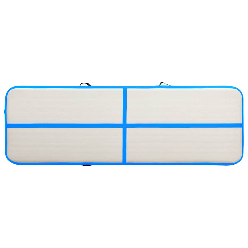 oppustelig gymnastikmåtte m. pumpe 500x100x15 cm PVC blå
