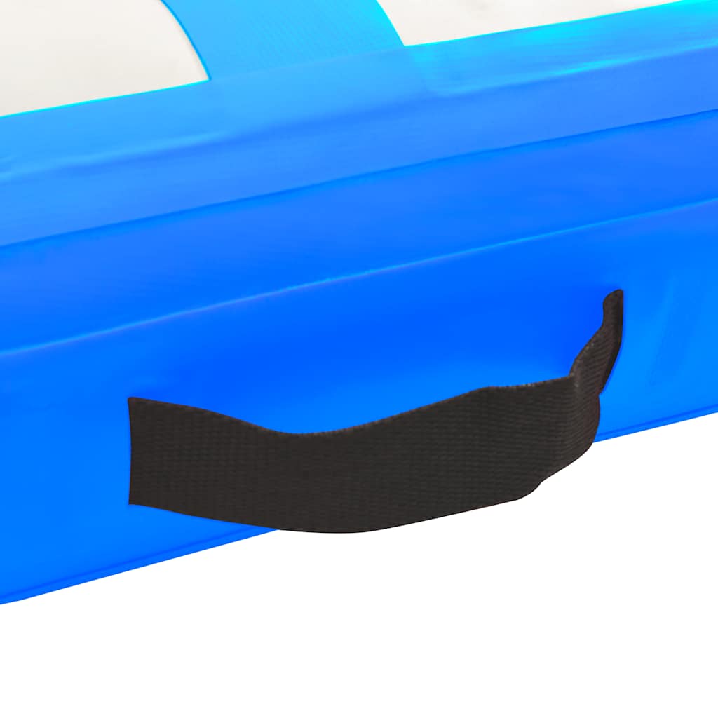 oppustelig gymnastikmåtte m. pumpe 500x100x15 cm PVC blå