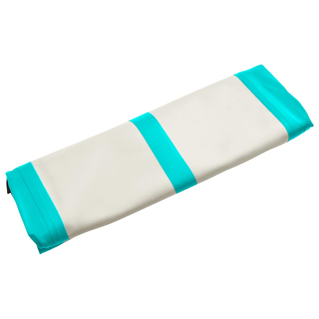 oppustelig gymnastikmåtte m. pumpe 500x100x15 cm PVC grøn