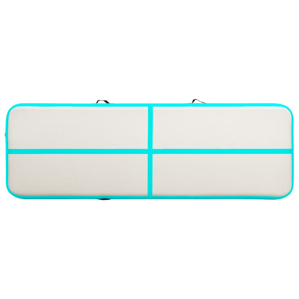 oppustelig gymnastikmåtte m. pumpe 500x100x15 cm PVC grøn