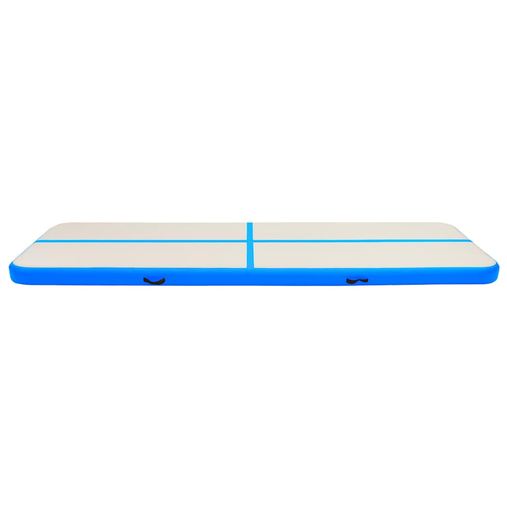 oppustelig gymnastikmåtte m. pumpe 600x100x15 cm PVC blå