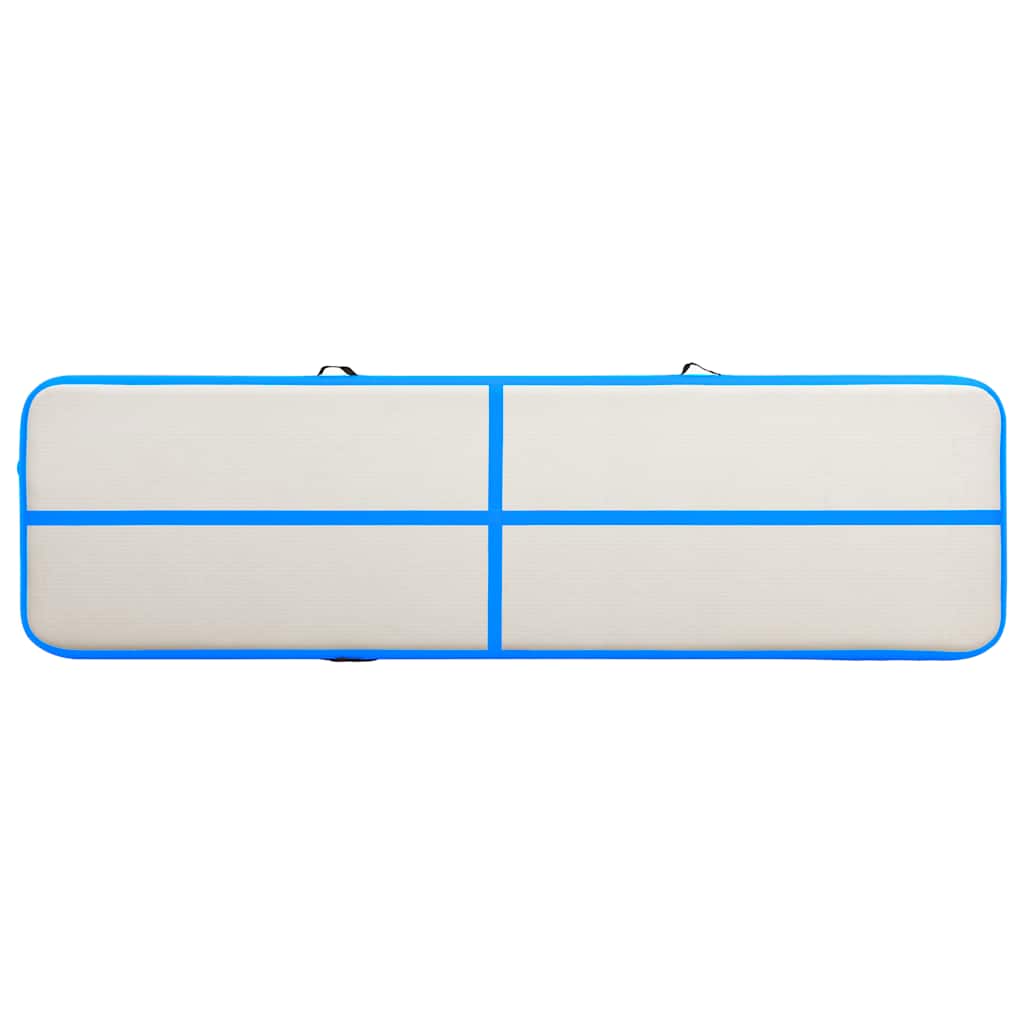 oppustelig gymnastikmåtte m. pumpe 600x100x15 cm PVC blå