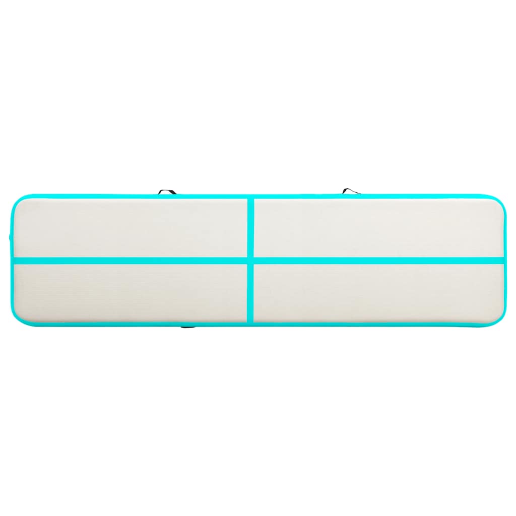 oppustelig gymnastikmåtte m. pumpe 600x100x15 cm PVC grøn