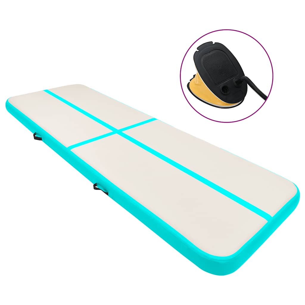 oppustelig gymnastikmåtte m. pumpe 700x100x15 cm PVC grøn