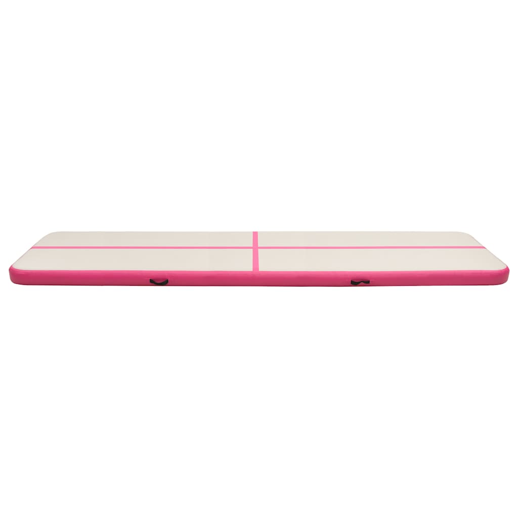 oppustelig gymnastikmåtte m. pumpe 800x100x15 cm PVC lyserød